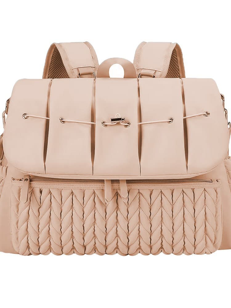 Classic Style Mom Bag Large Capacity Multi-Color Backpack Wheat Stripe Versatile Practical Bag