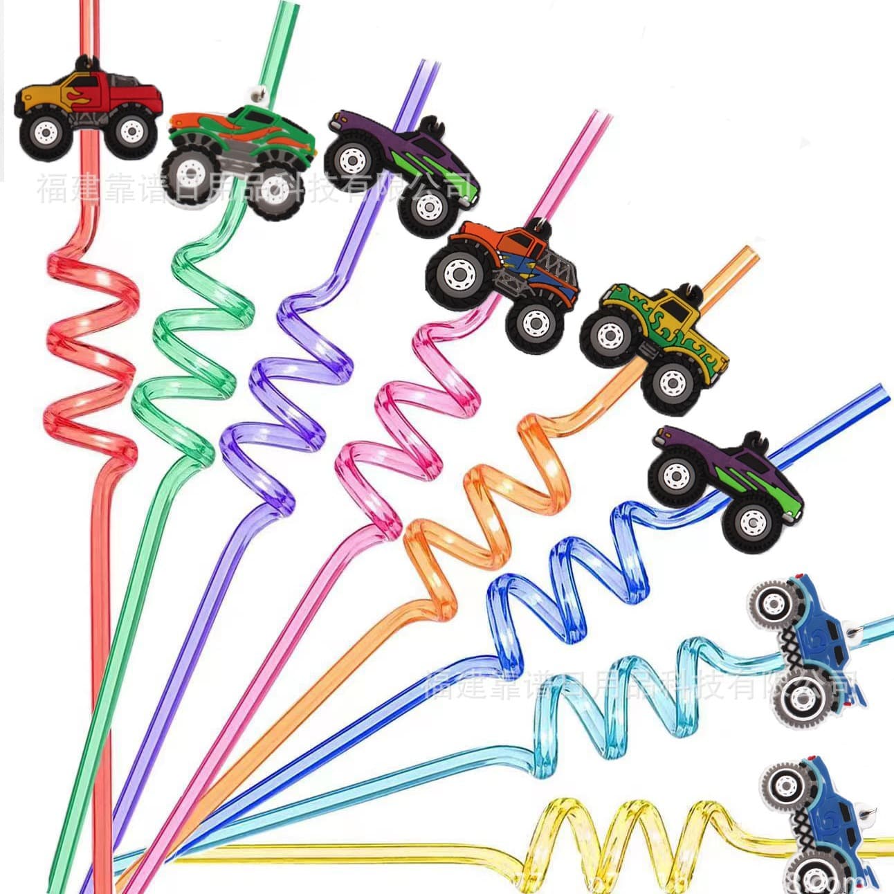 Truck/Off-road Vehicle Straw Stickers, Soft Adhesive Patches, Food-Grade PET Spiral Straw Accessories, Cross-Border