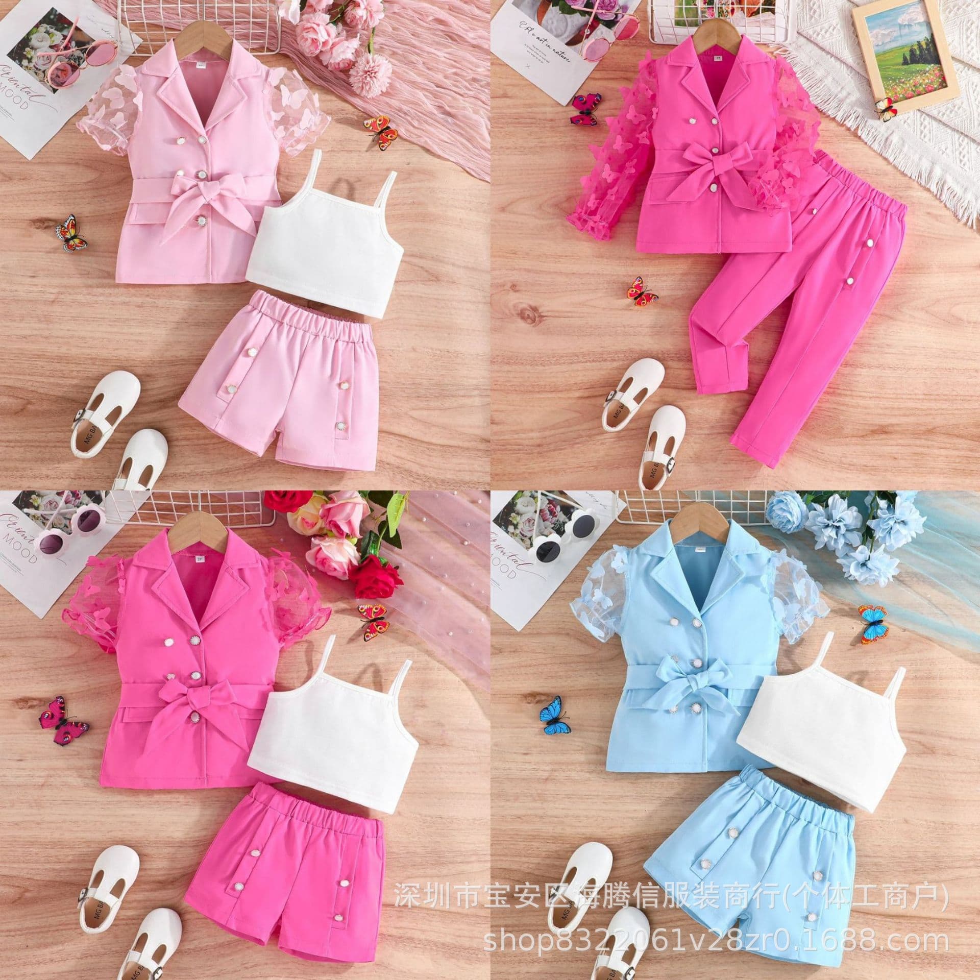 Kids Girls Short Sleeve T-Shirt Pants Summer 2 Piece Set