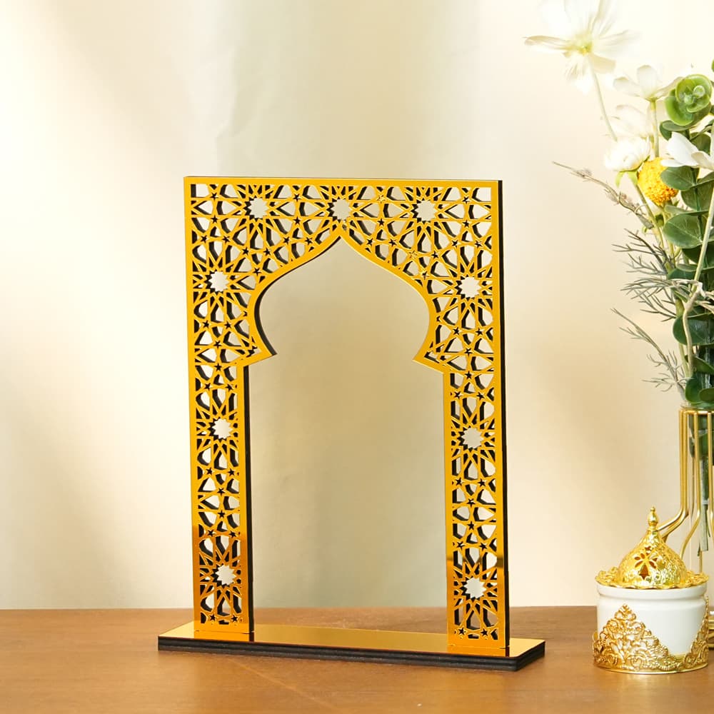 MBT053 cross-border 2026 Middle East acrylic mirror table holiday decoration moon castle desktop wooden ornaments
