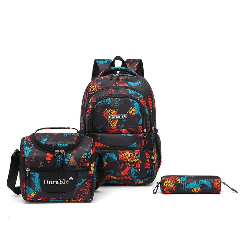 School Bag Cross-Border Trade Backpack 3-Piece Set 2026 New Insulated Lunch Bag Casual Pencil Case Backpack