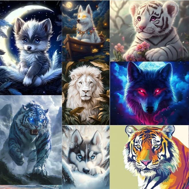 New Cross-border 5D Diamond Painting Fierce Animal Full Drill DIY Framed Wall Art Diamond Mosaic Living Room Source Factory