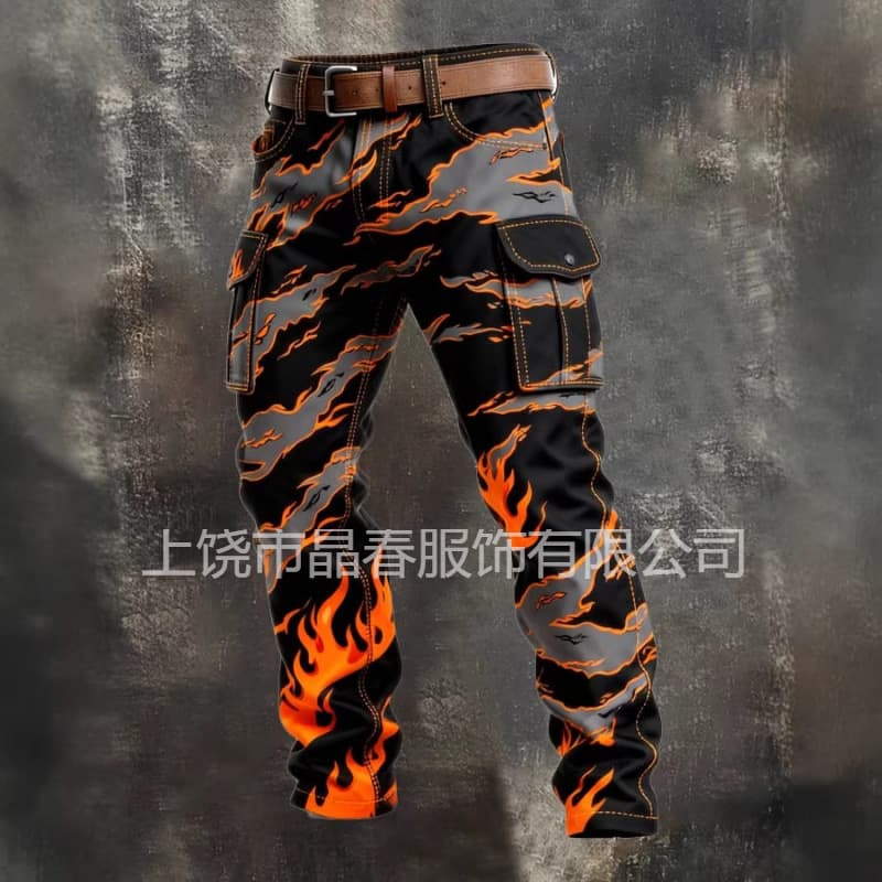 Cross-border Men's Pants Retro Cargo Pants New Punk Fashion for Men Hot Selling on Independent Station