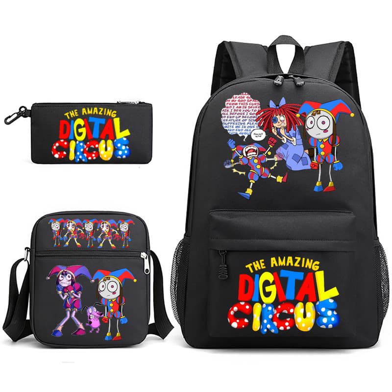 Cross-border New Game The Amazing Digital Circus Merchandise Backpack 3-Piece Set Crossbody Bag Pencil Case for Men and Women