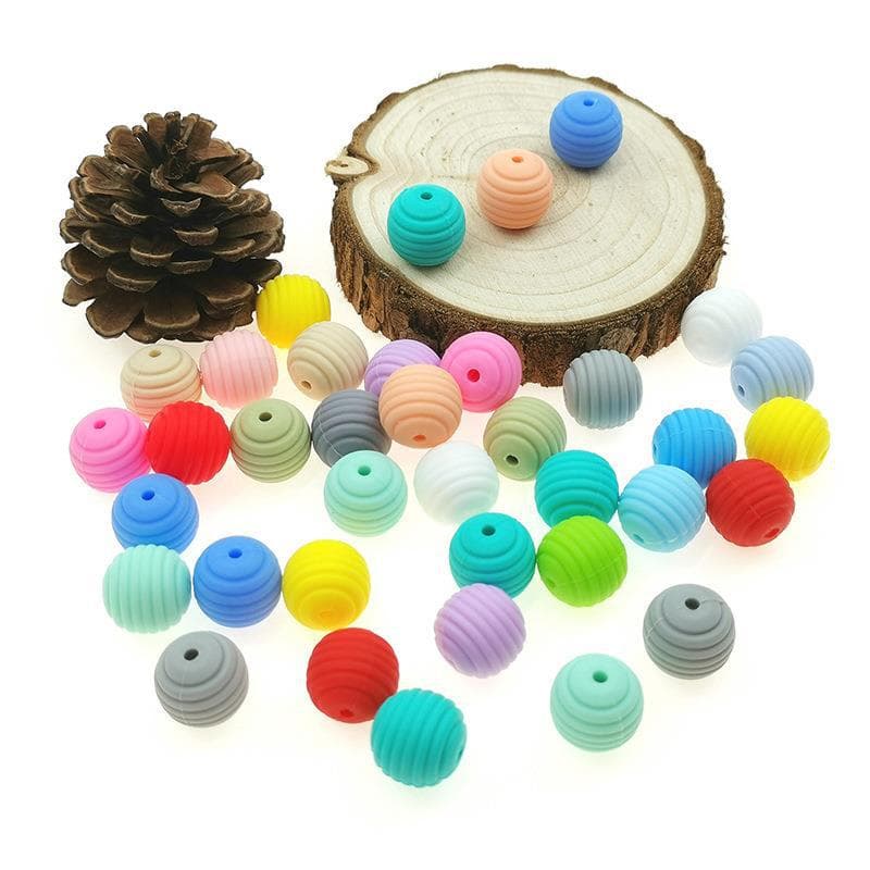 Amazon 15MM silicone loose beads threaded beads diy accessories honeycomb beads round beads teeth teething food grade