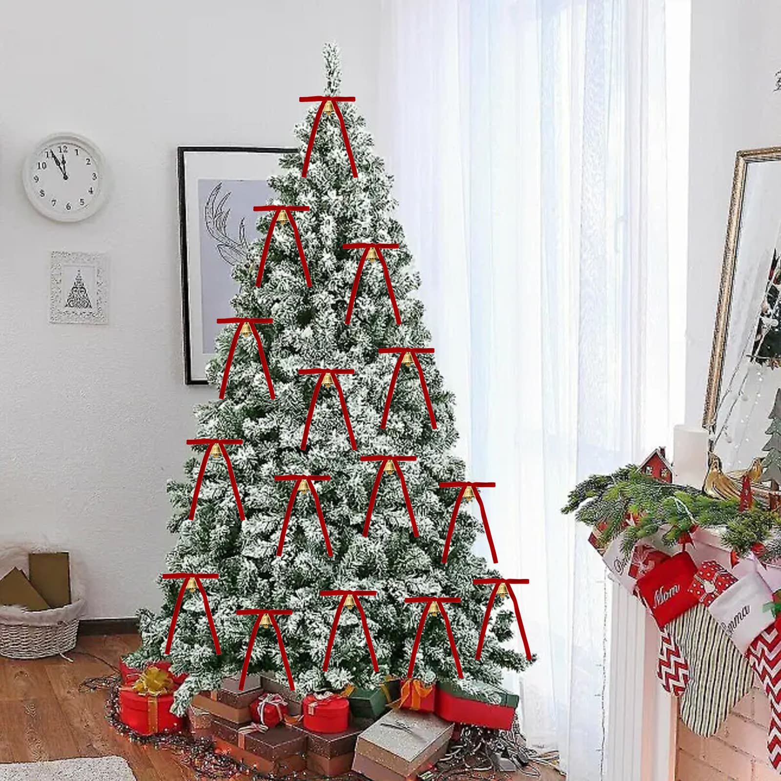 Cross-border Christmas tree decoration bell bow holiday atmosphere decoration venue layout red velvet