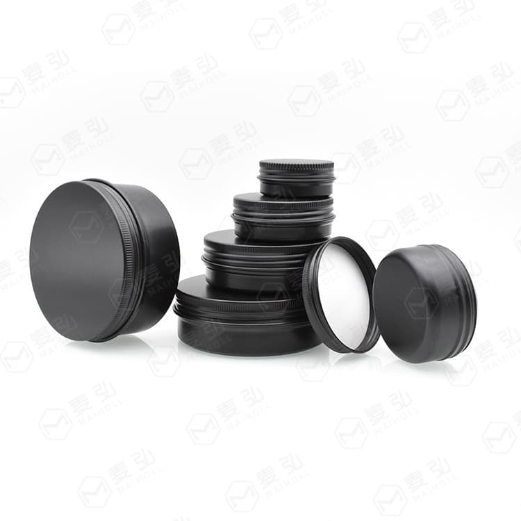 Black Threaded Aluminum Box, Matte Black Candy Container, Tea Caddy, Jewelry Storage, Balm Wax Tin Manufacturer