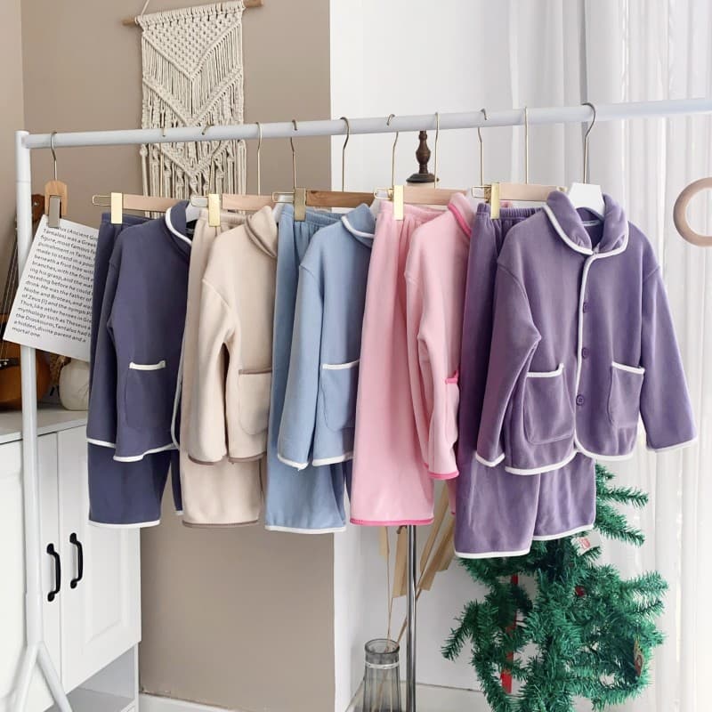 New Autumn/Winter Children's Loose Pajamas, Fleece Cartoon Candy Boys and Girls Homewear Set, Cardigan Style