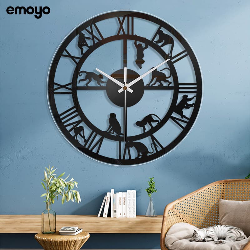No-drill Wall Clock for Bedroom Decoration, Trendy Living Room European and American Creative Silent Quartz Clock