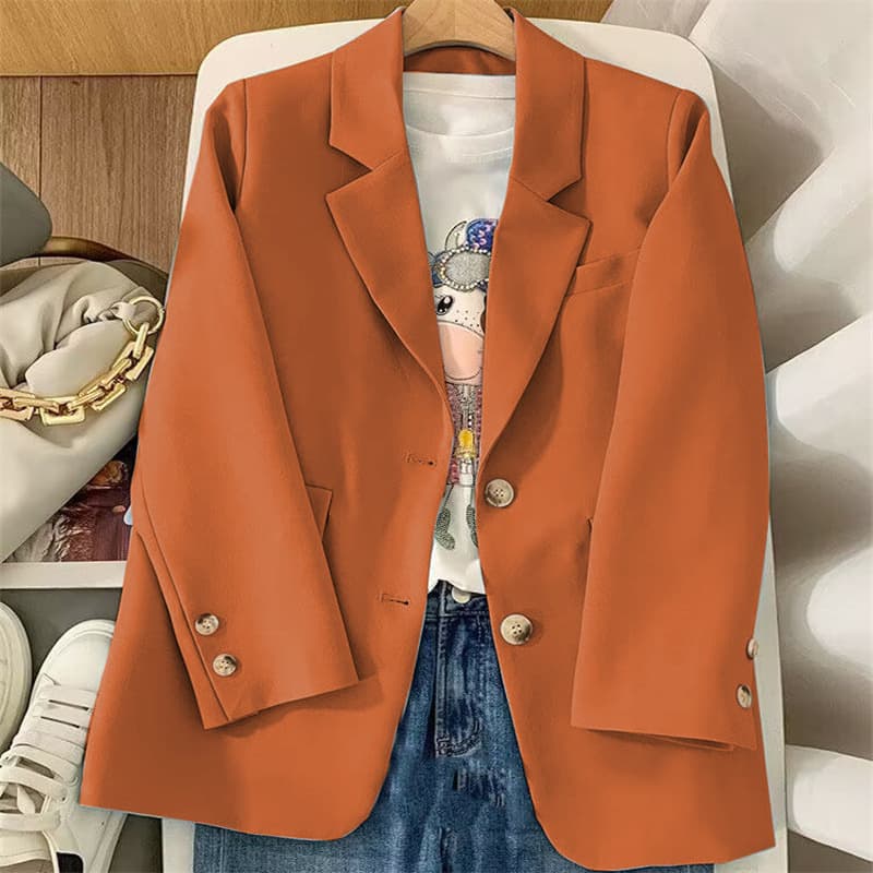 Women's Blazer Jacket Autumn New Korean Style Classic Two-Button Elegant Light Blue Loose Casual Trendy Small Suit