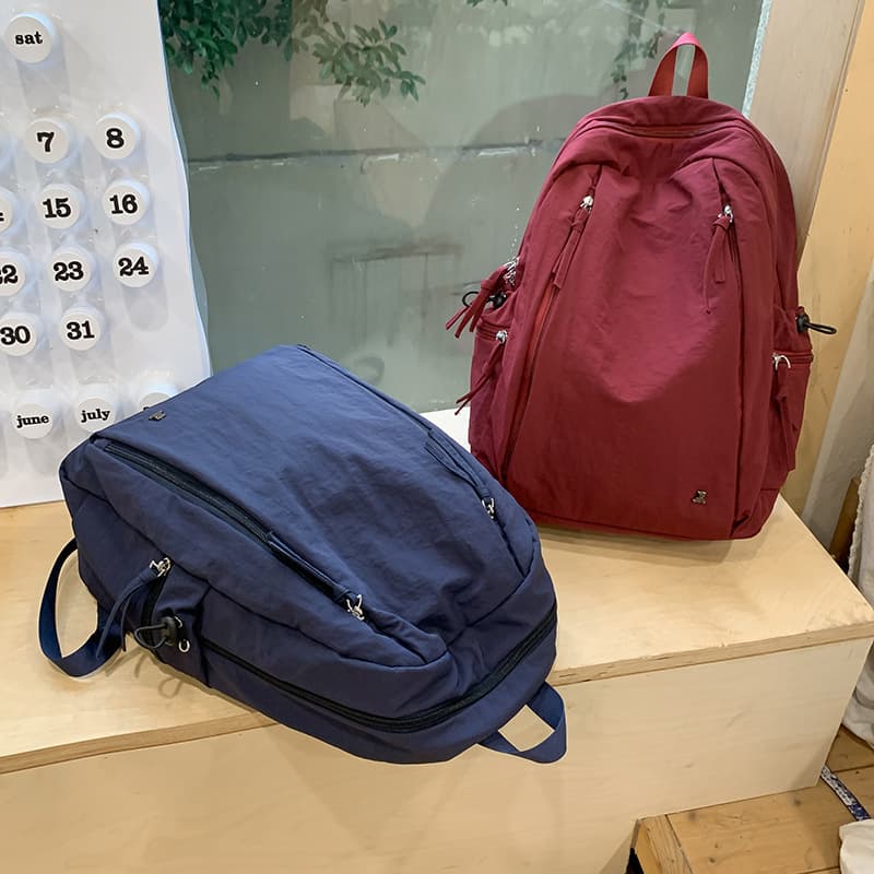 Japanese-style Casual Backpack for Women College Students Simple Solid Color Double Shoulder Bag Lightweight Versatile Laptop Backpack for High School and Middle School Students