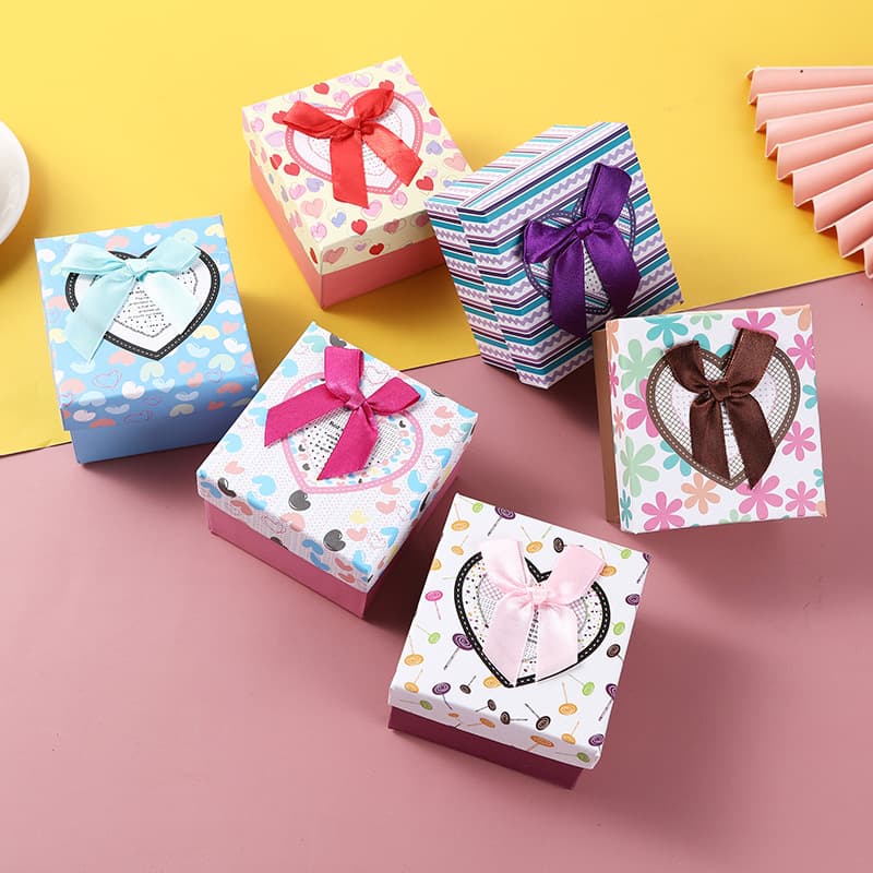 Pink Heart New Bow Watch Box Gift Box Paper Gift Box Girl Gift Storage Box Wholesale