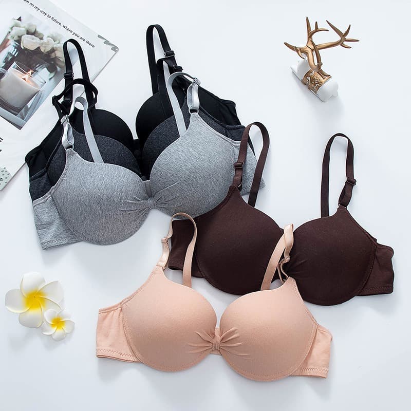 Small Bust Push-Up Bra with Thick Padding, Bow Detail, Adjustable Straps, Anti-Sagging Design, and Underwire Support for Girls