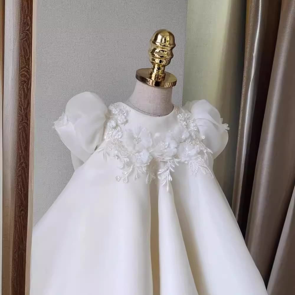 Girls' Sweet Princess Dress, Children's Wedding Gown, Korean Style High-Waist Birthday Party Dress, Elegant Daily Wear, Flower Girl Performance Outfit Spring