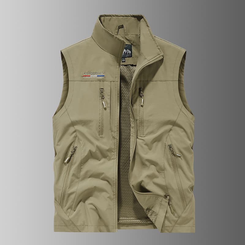 Hard goods! Foreign trade men's clothing factory tail goods outdoor stand-up collar functional multi-bag waterproof breathable quick-drying waistcoat
