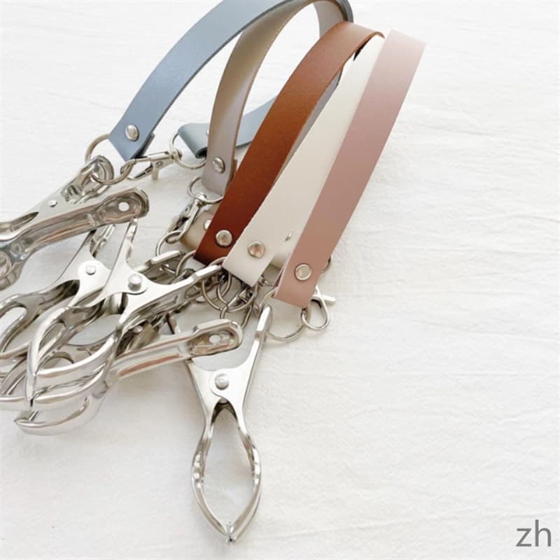In-stock leather baby walker shoe clip children's stroller slipper storage rack clothes pants pu leather storage clip