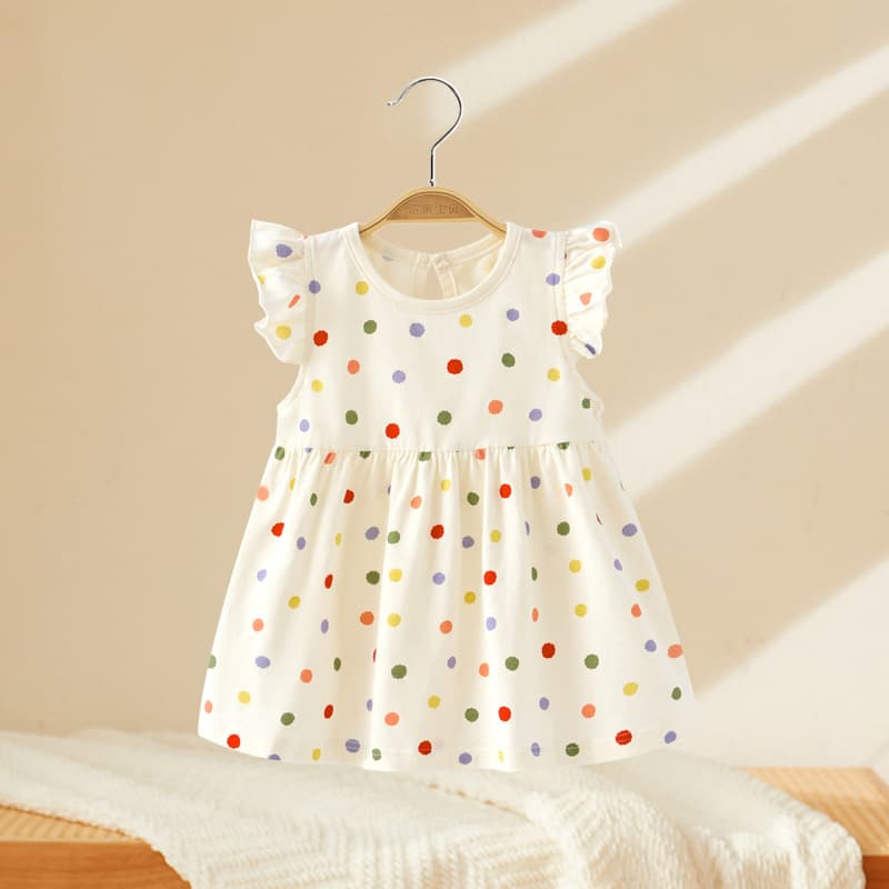 Girls Dress Children Princess Dress Fashionable Baby Dress Summer Cotton Flutter Sleeve Floral Dress Thin Summer Style for Girls