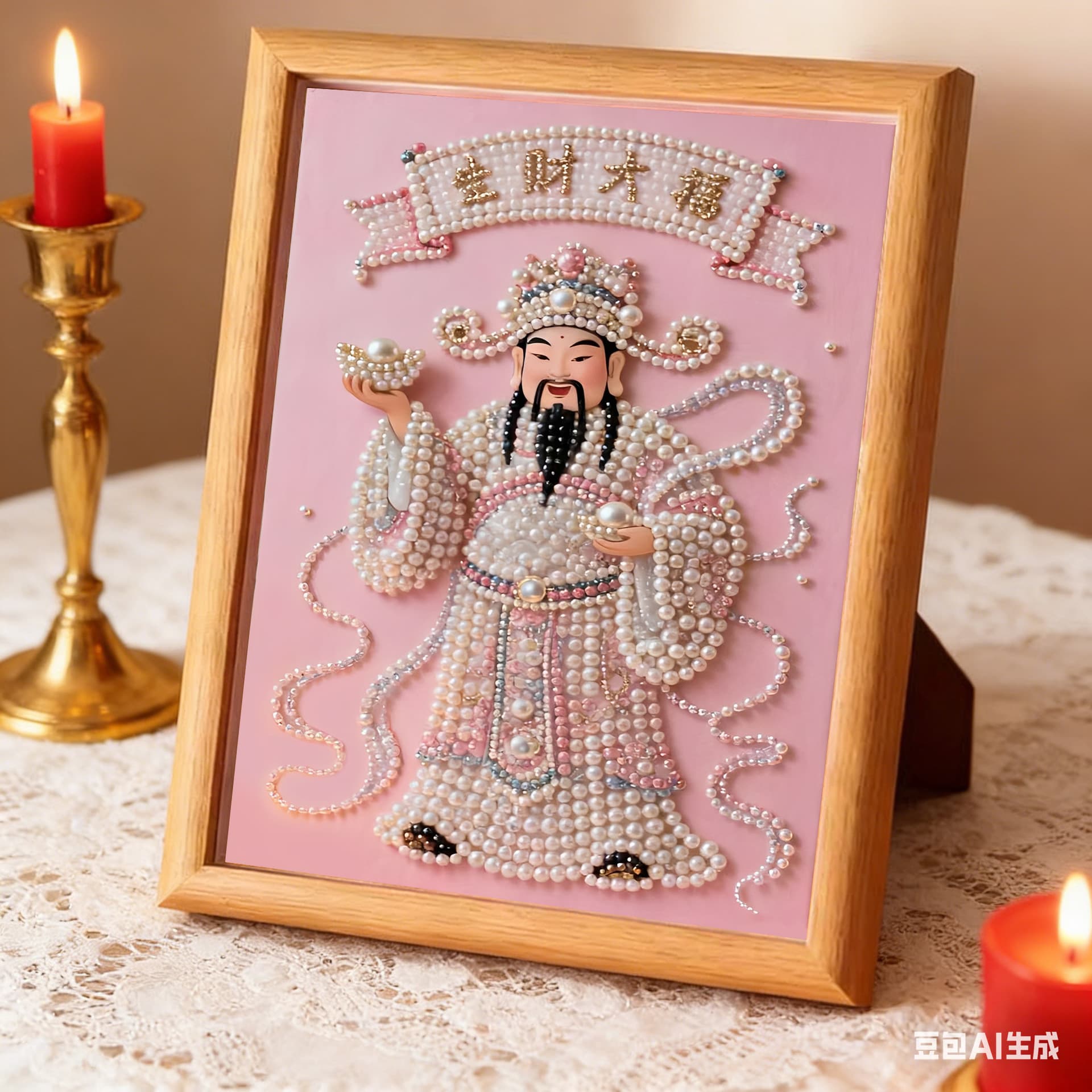 New style pearl diamond painting handmade diy God of Wealth self-adhesive diamond painting with happy words as an engagement and wedding gift for friends