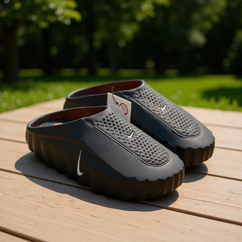2026 Spring/Summer New Thick Sole Casual Men's Sports Slip-On Mules with Covered Toe and Hole Design