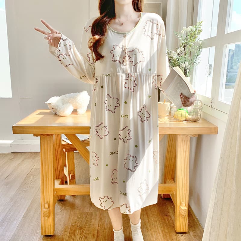 New Maternity Dress with Nursing Opening, Postpartum Hospital Wear, Modal Thin Fabric, Soft and Breathable