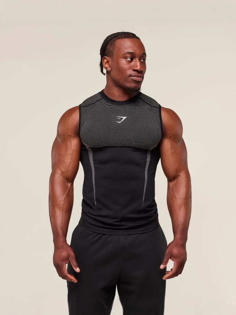 GYMSHARK New Running Workout Fitness Vest Top Casual Breathable Tight Short Sleeve Casual Running Shark