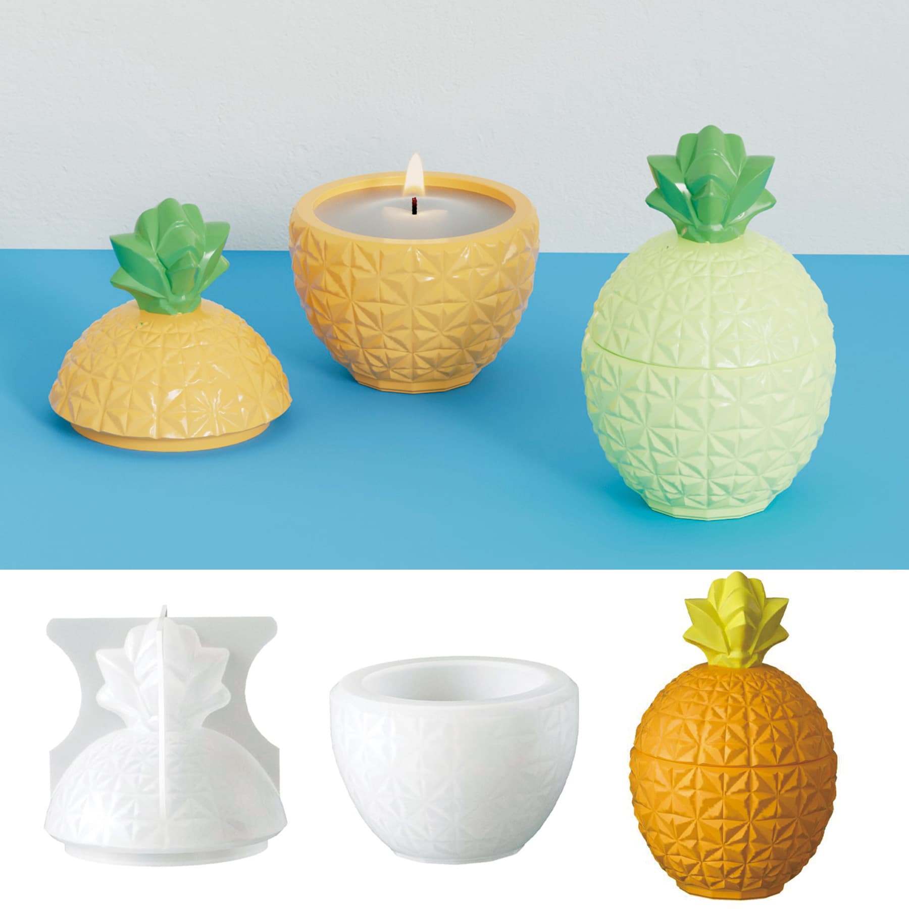 DIY crystal glue resin pineapple storage jar silicone mold diy aromatherapy candle cup table plaster mold