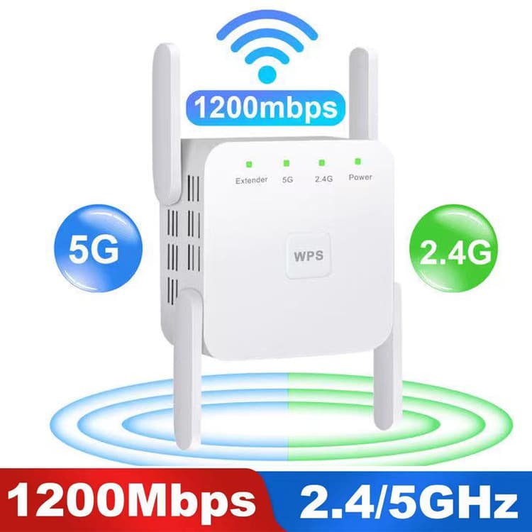 1200M Wireless WiFi Network Signal Amplifier, Wireless Receiver Expander Booster, 5G Router Repeater