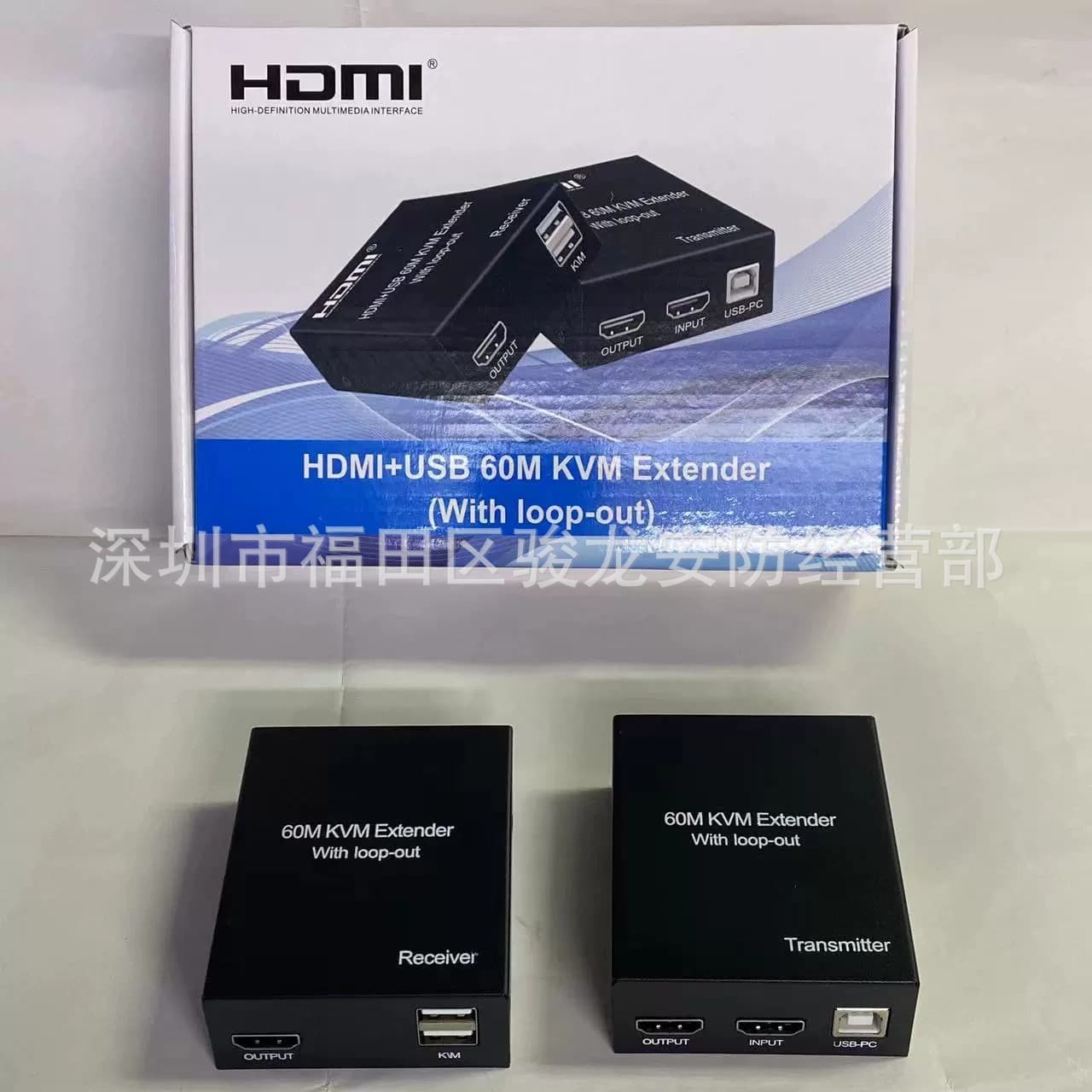 Cross-border KVM/HDMI Extender 60M with Loop-out, RJ45 to HDMI/USB Keyboard Mouse Network Signal Transmission