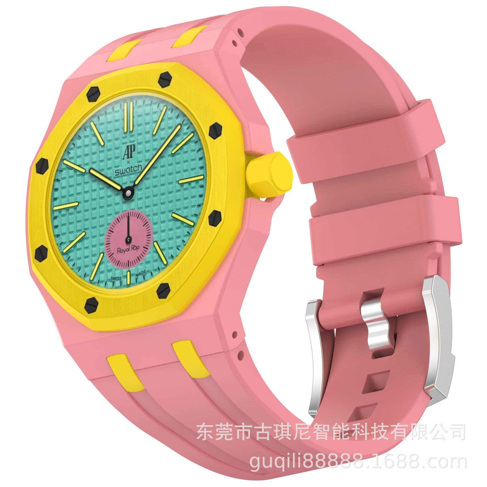 AP x Swatch Color Contrast Strip Integrated Band Sport Polygon Replacement Pocket Watch Quick Release Silicone Accessories