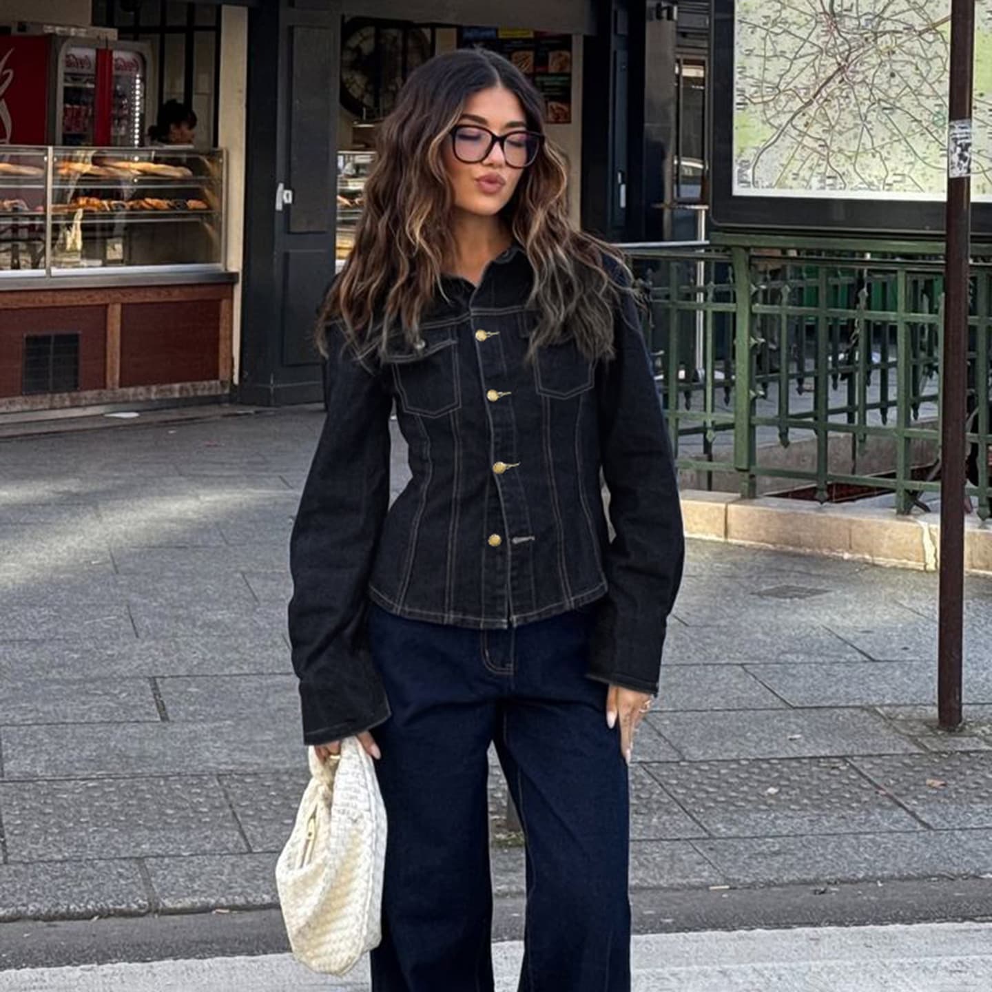 New European and American Cross-Border Casual Fashion Design Slim Fit Long-Sleeve Jacket with Waist-Cinching Paneled Denim Shirt Jacket