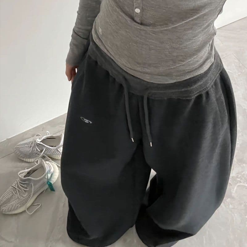 Spring/Fall New: Trendy Retro American Wide Waistband Loose Lounge Sweatpants for Women, Jazz Dance Style