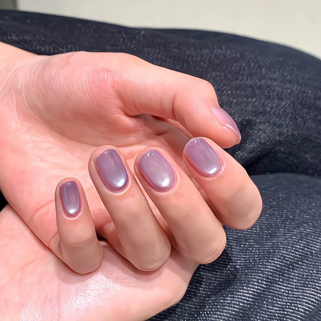 Lingluo Original New Trendy Atmosphere Whitening Pure Desire Nude Purple Cat Eye Handmade Wearable Nails