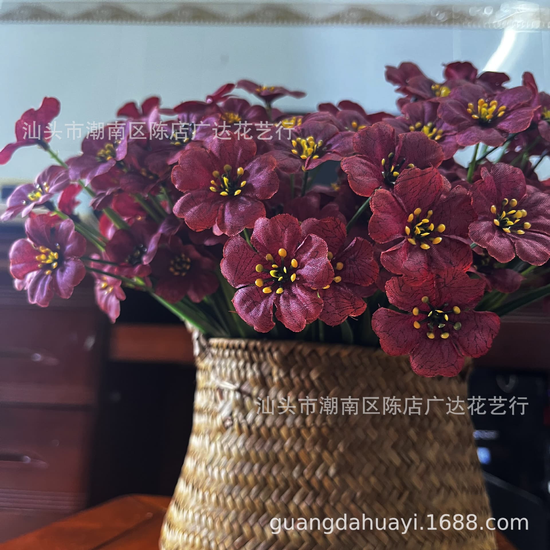 Amazon Cross-Border Spring Grass Flower Water Grass Printed Cloth Flower Five-Branch Simulation Violet Outdoor Decorative Artificial Silk Flower