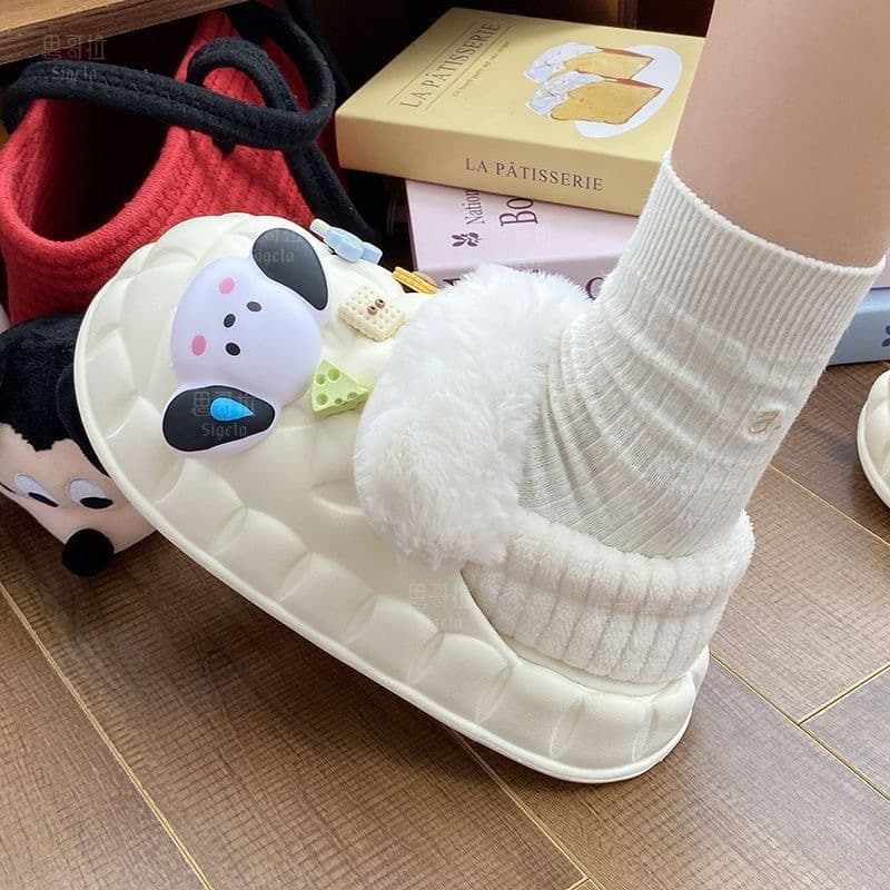 Super warm and comfortable lady-style women's new style removable winter outer wear home indoor plush shoes waterproof warm plush shoes