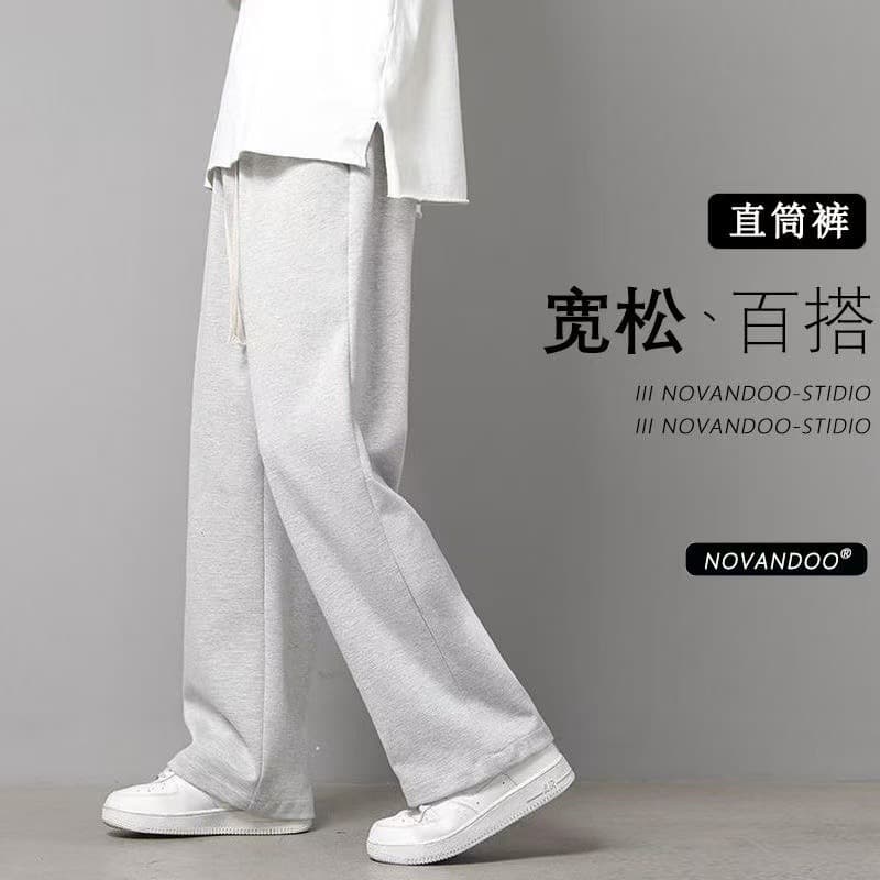 2025 new casual pants for men in autumn and winter new loose straight pants drapey sweatpants boys wide leg trousers