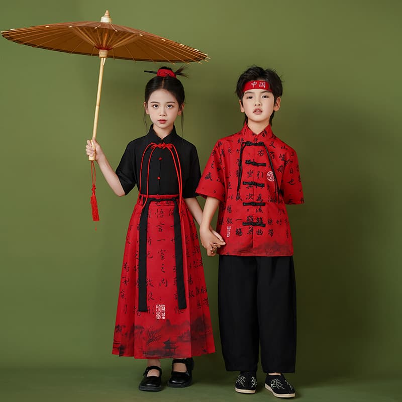 Children's Hanfu Horse-face Skirt Cheerleading Performance Costume, Sports Meet Hanfu