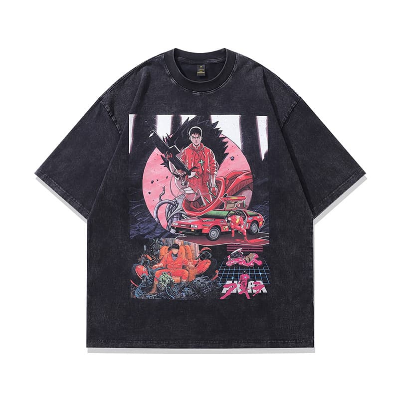 Loose Long Sleeve T-Shirt Retro Anime Print Street Style Cotton Youth Casual Breathable Men's T-Shirt Fashionable Basic Tee