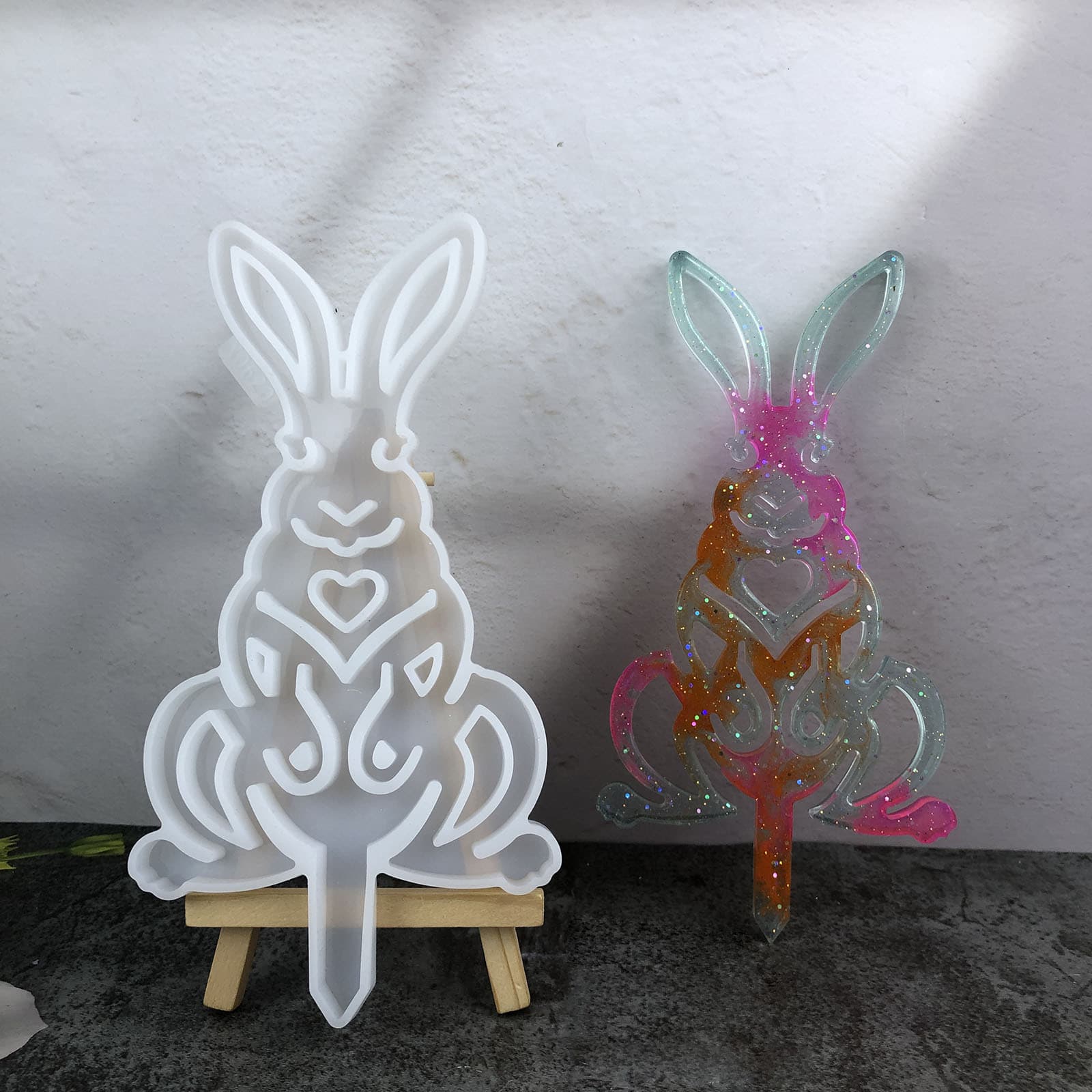 X0620 Lawn Insert Rabbit Large Insert Decoration Cement Plaster Mold DIY Silicone Mold
