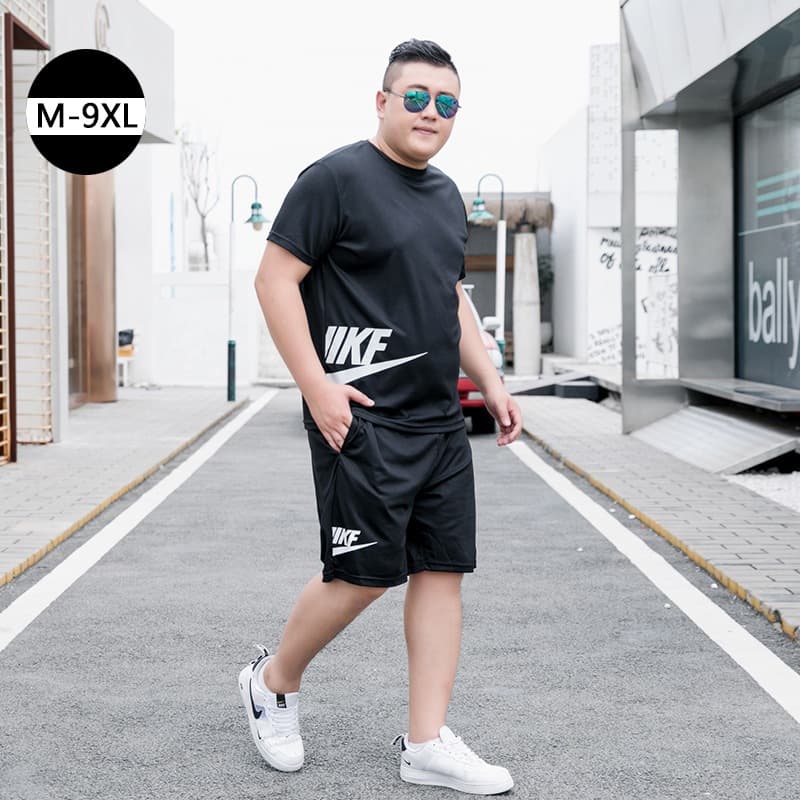 Summer Breathable Men's Casual Loose Short Sleeve Set, Plus Size Casual Men's 5-Inch Shorts Two-Piece Set