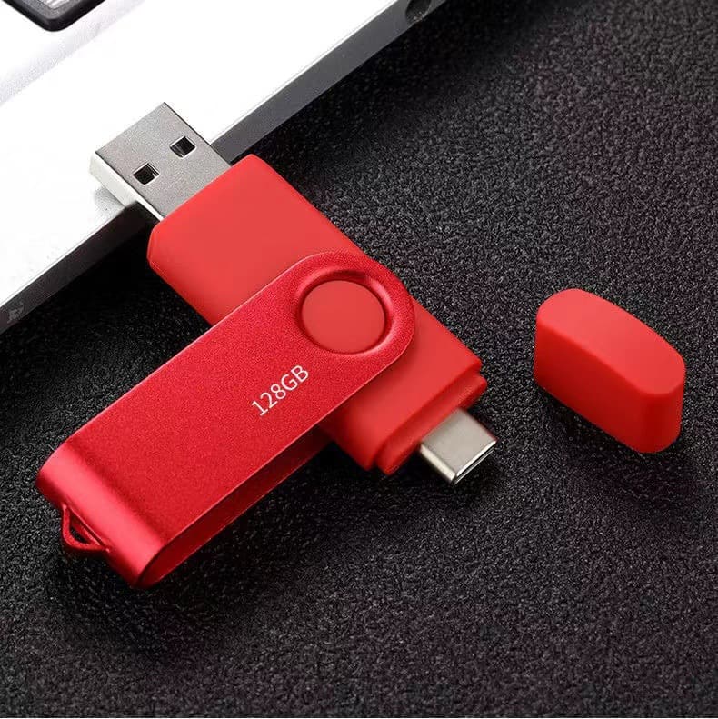 Rotary Dual-Use USB Flash Drive 64GB 128GB Large Capacity U Disk Phone TYPE-C Computer USB Dual Interface 32GB U Disk