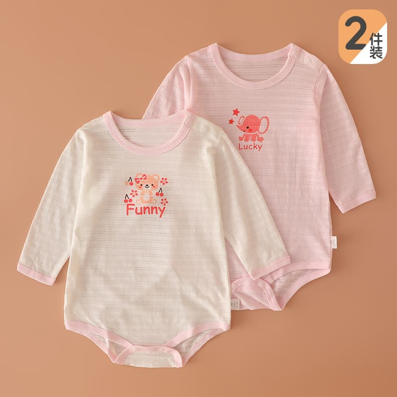 2-Pack Baby Onesies Pure Cotton Summer Thin Long-Sleeve Triangular Bodysuit Romper for Boys and Girls