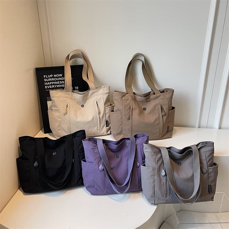 New Solid Color Canvas Bag for Women, Large Capacity Single Shoulder Bag, 2026 New Foreign Trade Versatile Tote Bag, Handheld Carry