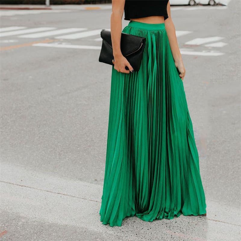 European and American women's fashion for cross-border e-commerce and independent sites, 2026 spring/summer new women's skirt, solid color pleated wide-swing skirt