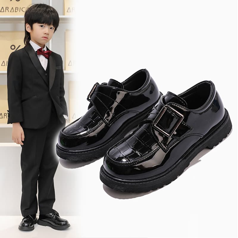 Boys' Leather Shoes, Spring/Autumn 2025 New Gentleman Style Stage Speech Shoes, Black Elementary School Campus Performance Shoes