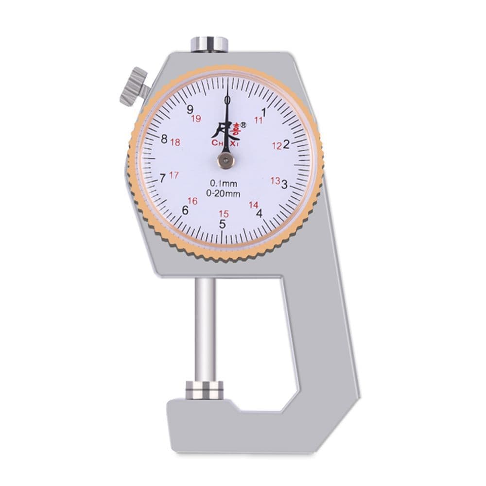 Thickness Gauge 0-10mm Pointer Type with Bent Tip, Handheld Flat Head Thickness Meter for Paper