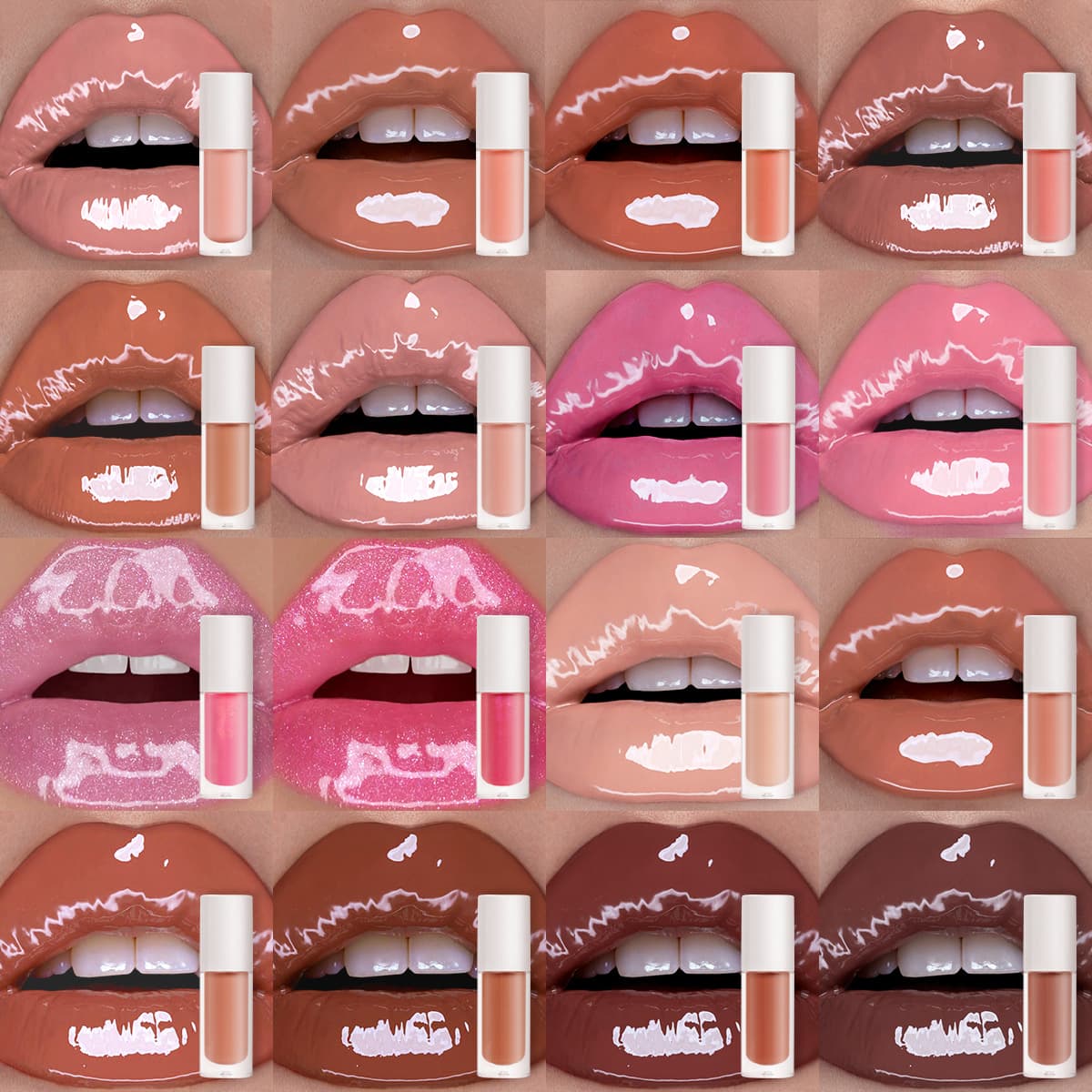 Cross-border Lip Glaze Lipstick Beauty Makeup Personal Care 16-Color Lip Gloss Customized Cosmetics Mirror Water Gloss Foreign Trade Lip Gloss Without Logo