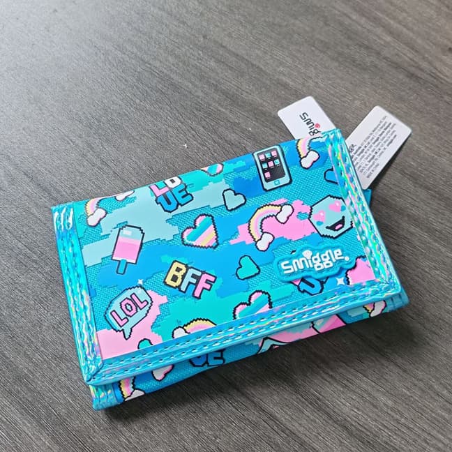 Australian Smiggle Wallet Children's Student Card Bag Blue Rainbow Love LOVE Racing Storage Bag Stitch