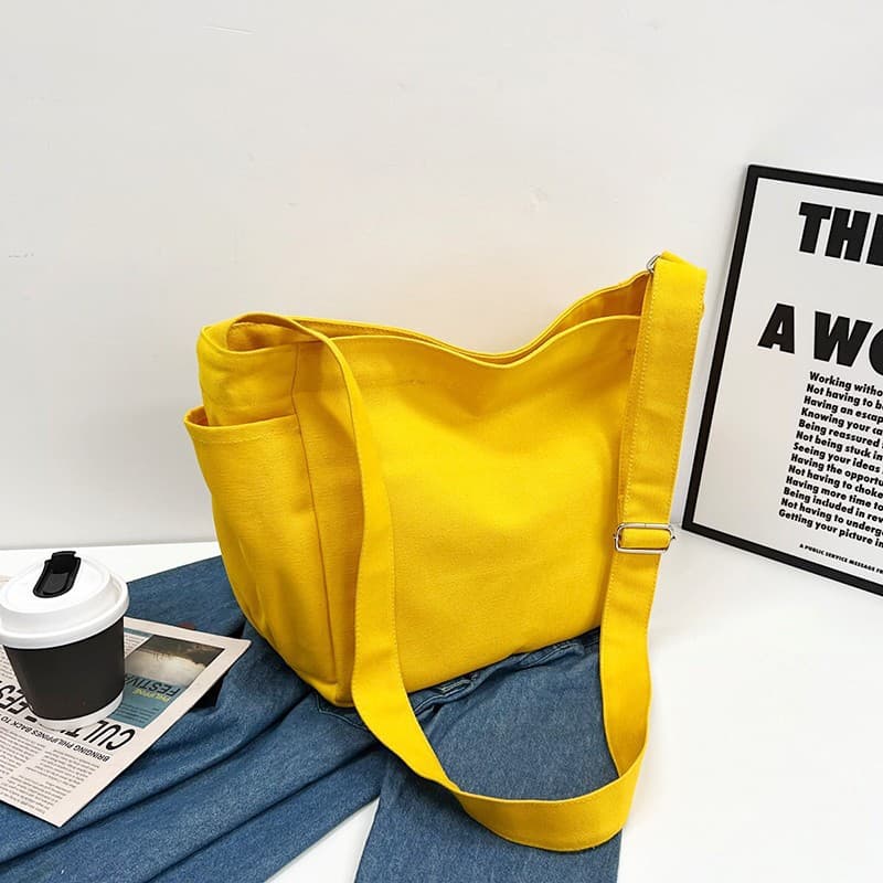 Canvas Bag Korean Style Harajuku Ulzzang Student Simple Crossbody Bag Women Versatile Ins Large Capacity Single Shoulder Bag Big Bag