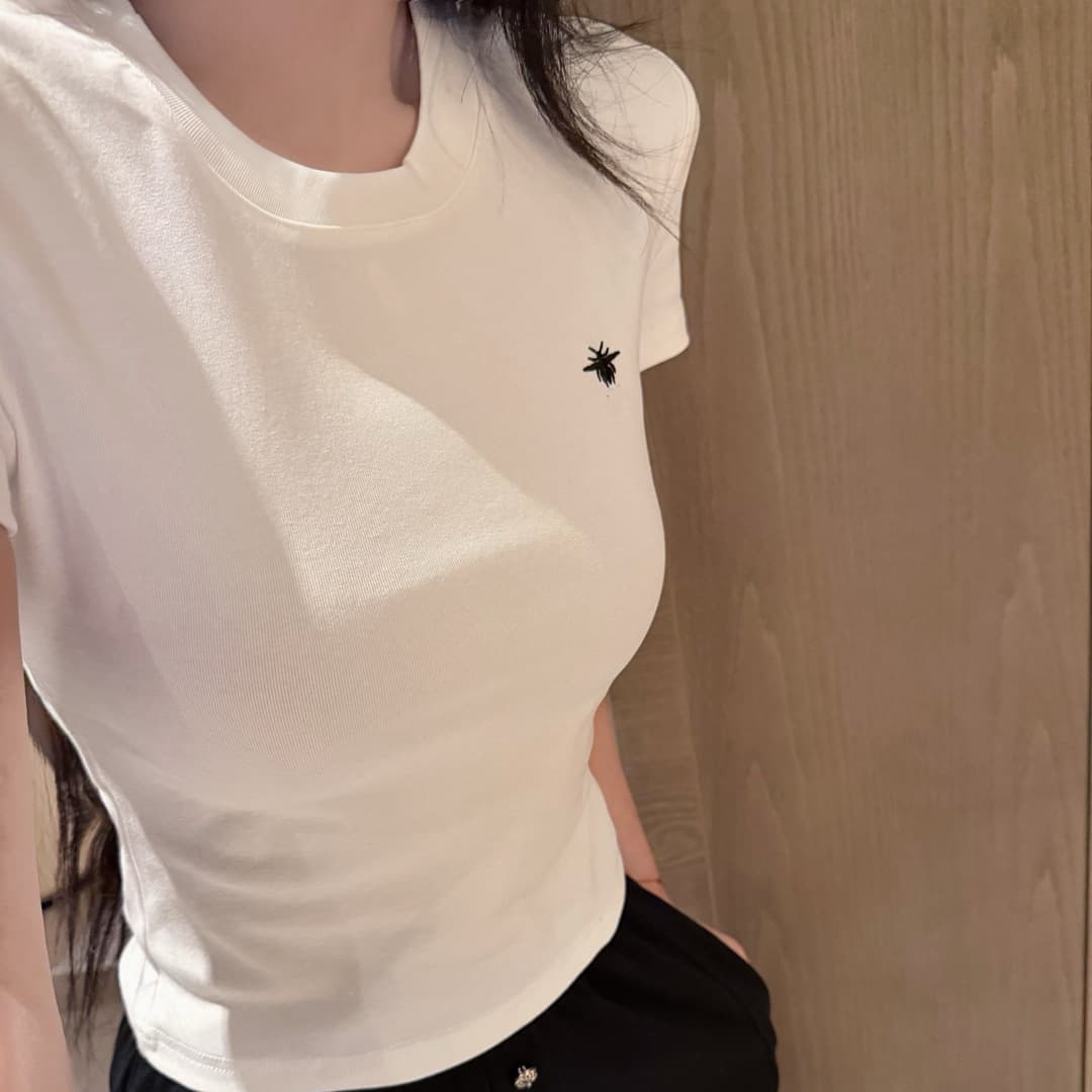 Shenzhen Nanyou Cd Little Bee Round-Neck Elastic Short-Sleeve T-Shirt Top, Age-Reducing Versatile Spring and Summer Short-Sleeve