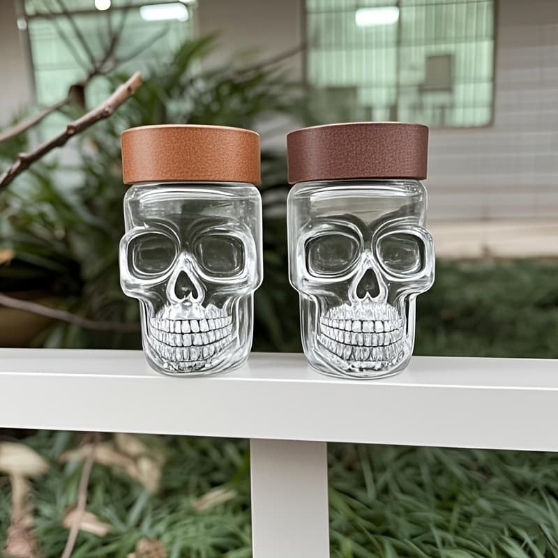 Cross-border e-commerce best-selling tobacco jar, tobacco storage container, 3D skull and ghost head glass storage bottle